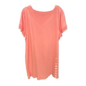 Talbots Melon Peach 100% Cotton T-shirt‎ Dress 3XP Petite Plus Crochet Detail